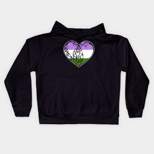 Genderqueer Flag LGBT+ Heart Kids Hoodie